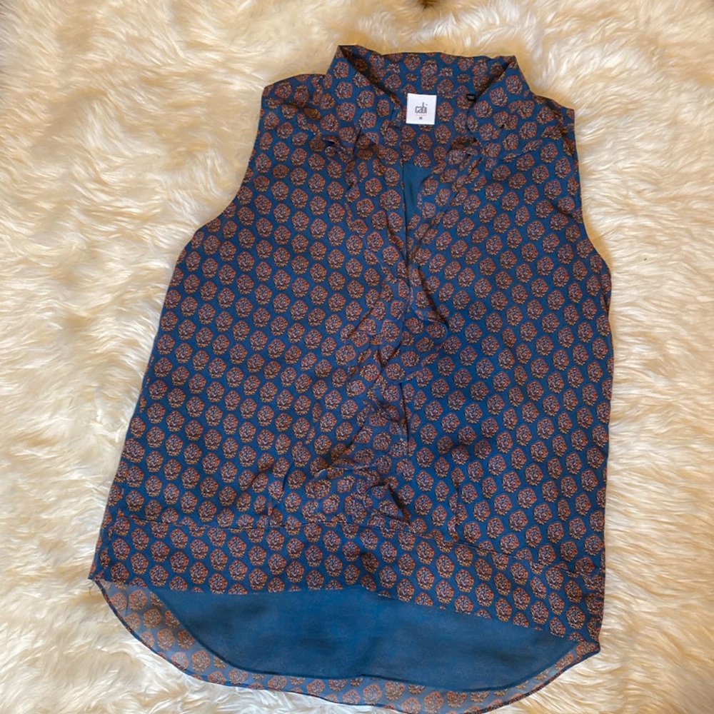 Cabi 3275 Medallion Reign Blouse, Teal/Blue, Medium